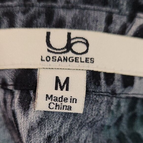 Sleeveless Teal and Black Leopard Print Sheer Women's Top - Picture 3 of 4